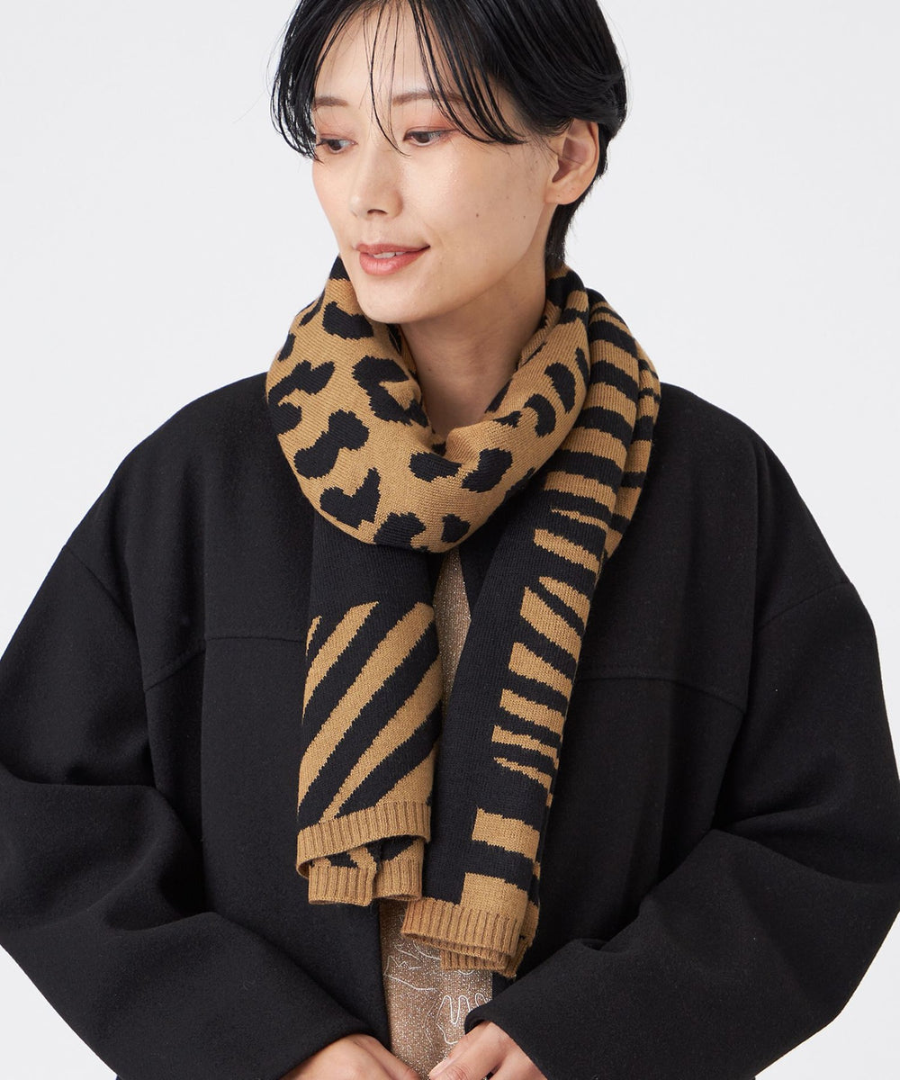 ウォッシャブル】ﾊﾟｯﾁﾜｰｸﾆｯﾄｽﾄｰﾙ(マフラー・ストール・スカーフ)｜EVEX