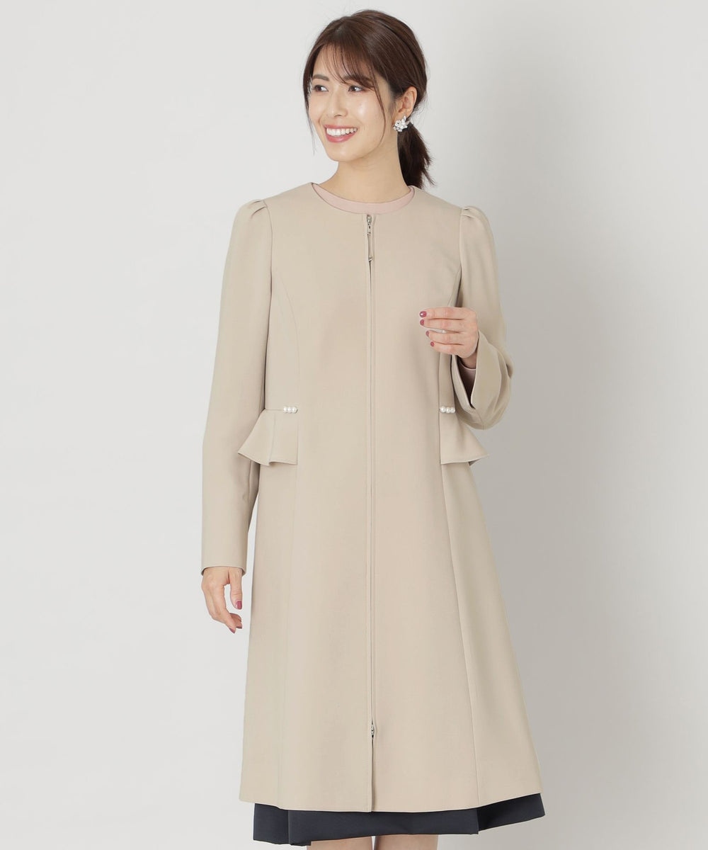 ポリエステルストレッチノーカラー コート(コート)｜TO BE CHIC(トゥー