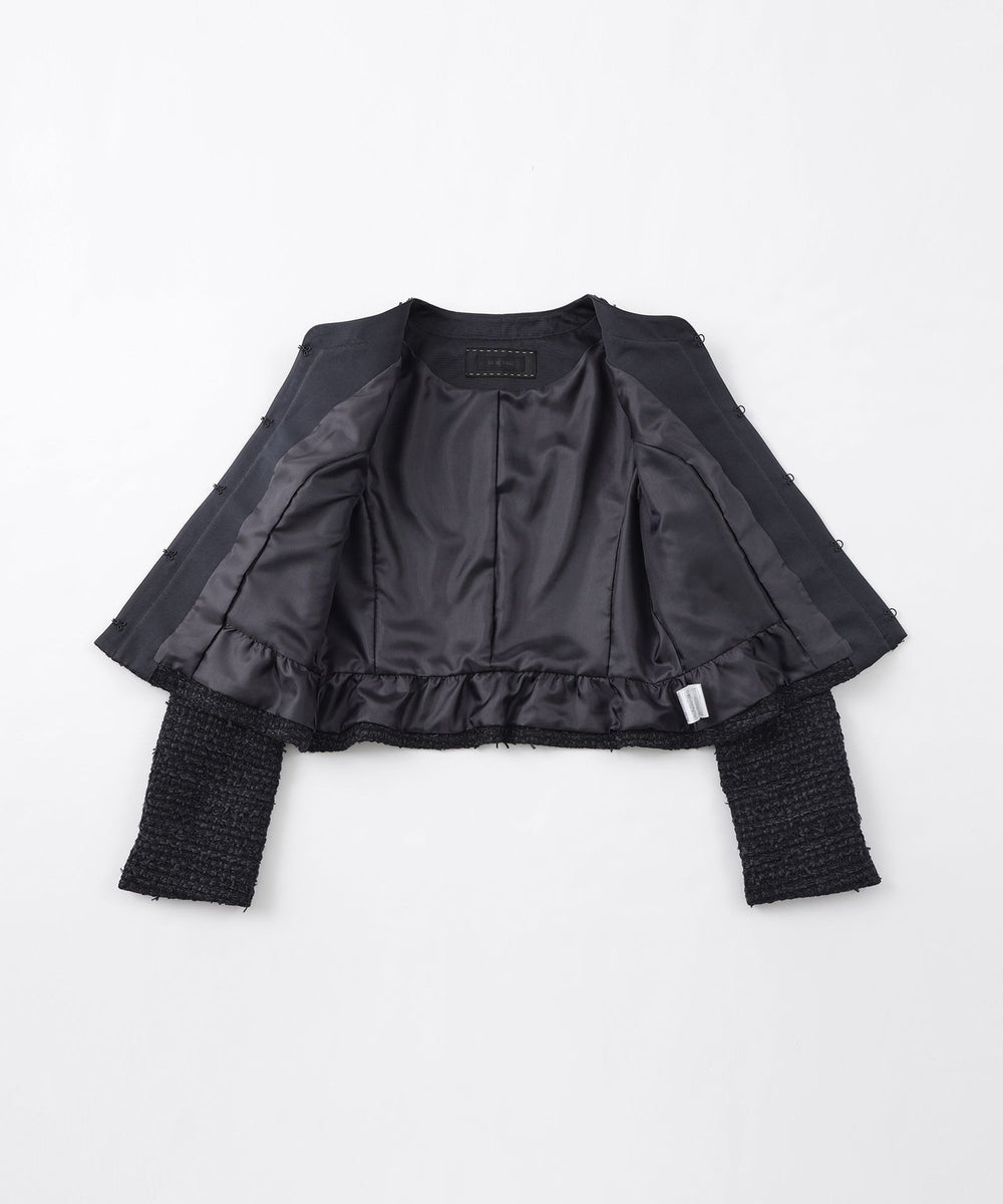 ファンシーツイードノーカラー ジャケット(ジャケット)｜TO BE CHIC