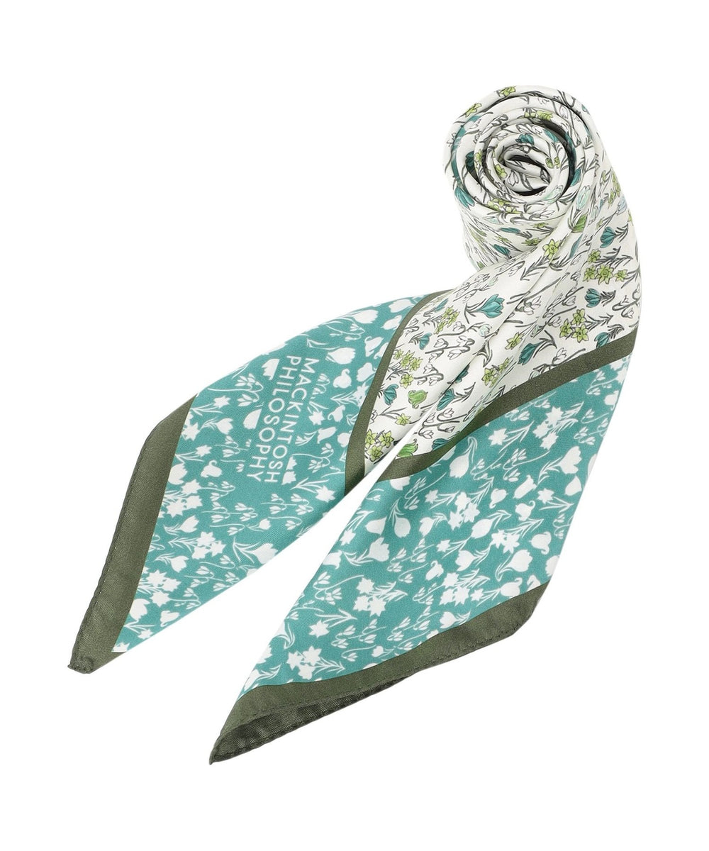 Snowblue Gardenシルクプリントスカーフ(マフラー・ストール・スカーフ