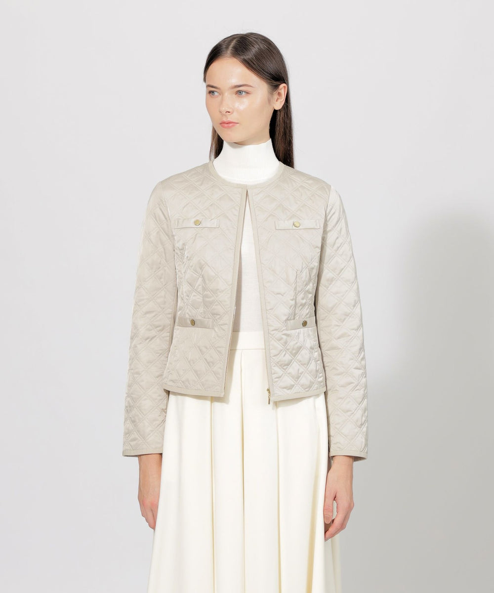 サテンキルト ニットコンビノーカラージャケット(コート)｜EPOCA