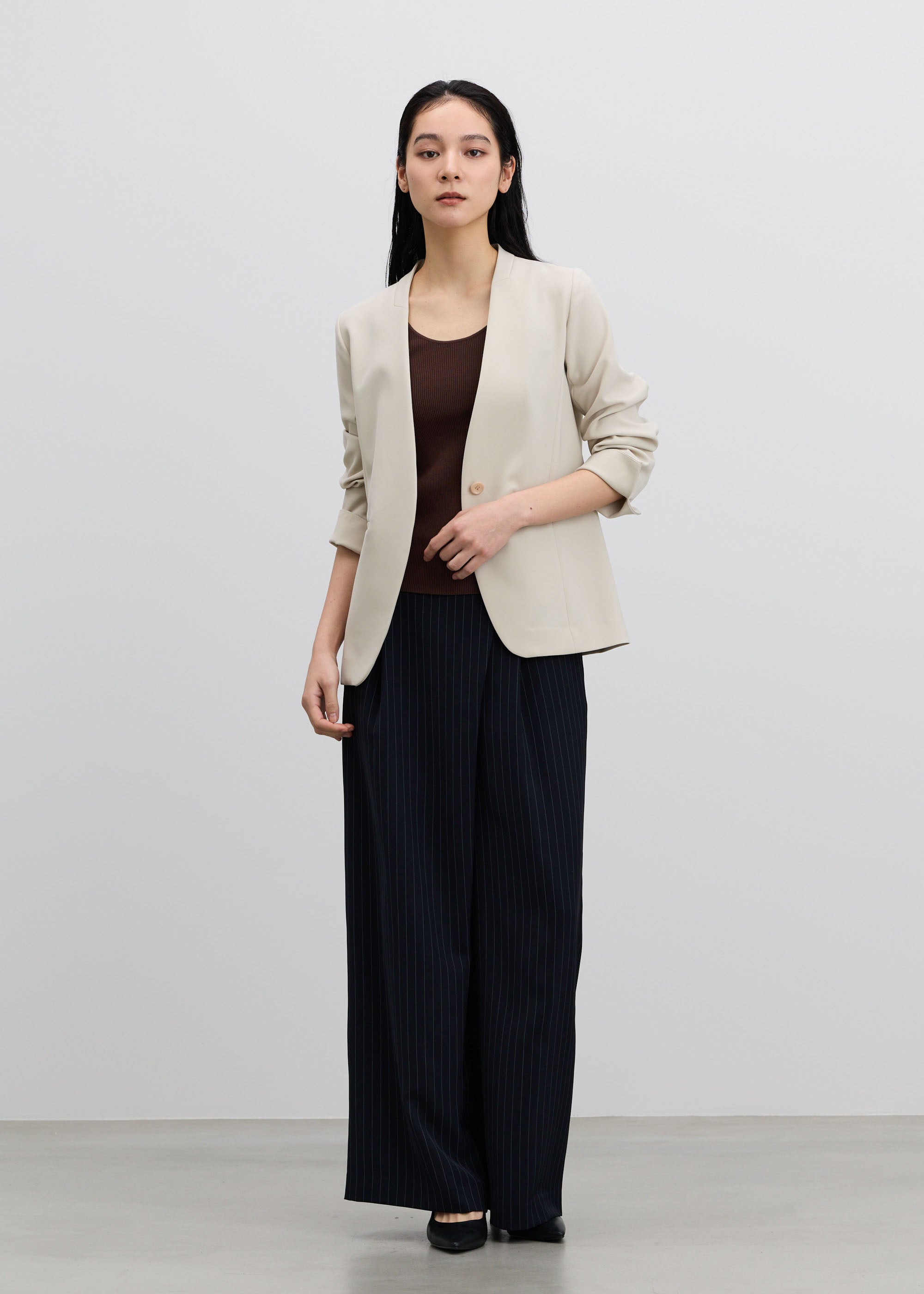 ストレッチファインノーカラージャケット - SOÉJU online store｜上質