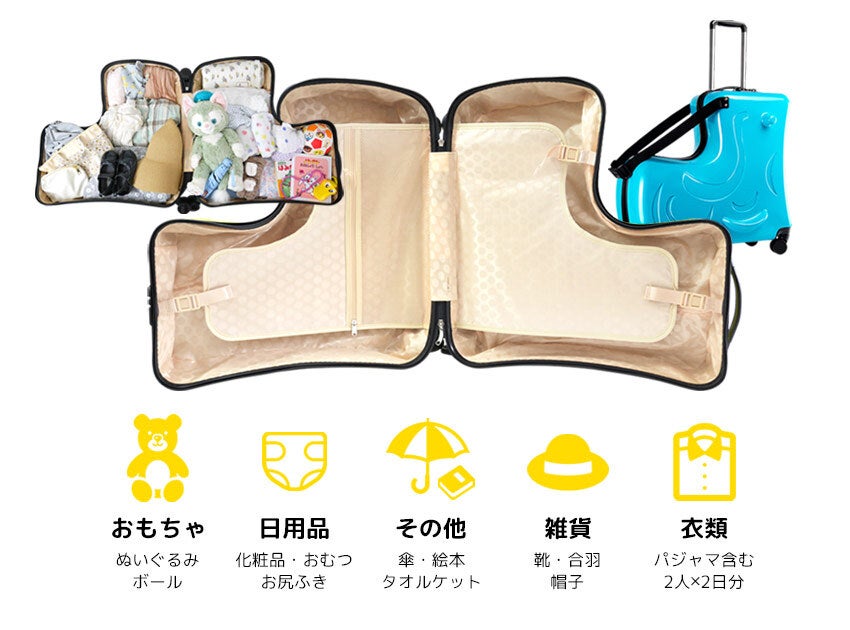 移動が大変な子連れ旅行を楽しくしたい、子どもが乗れるキャリーケース