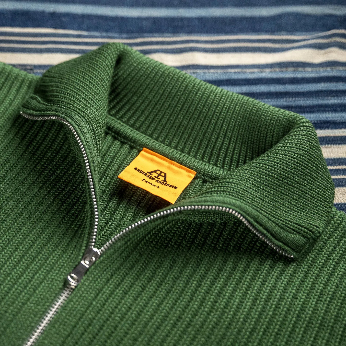 Andersen-Andersen Wool Full-Zip With Pockets Green – Made in Italy