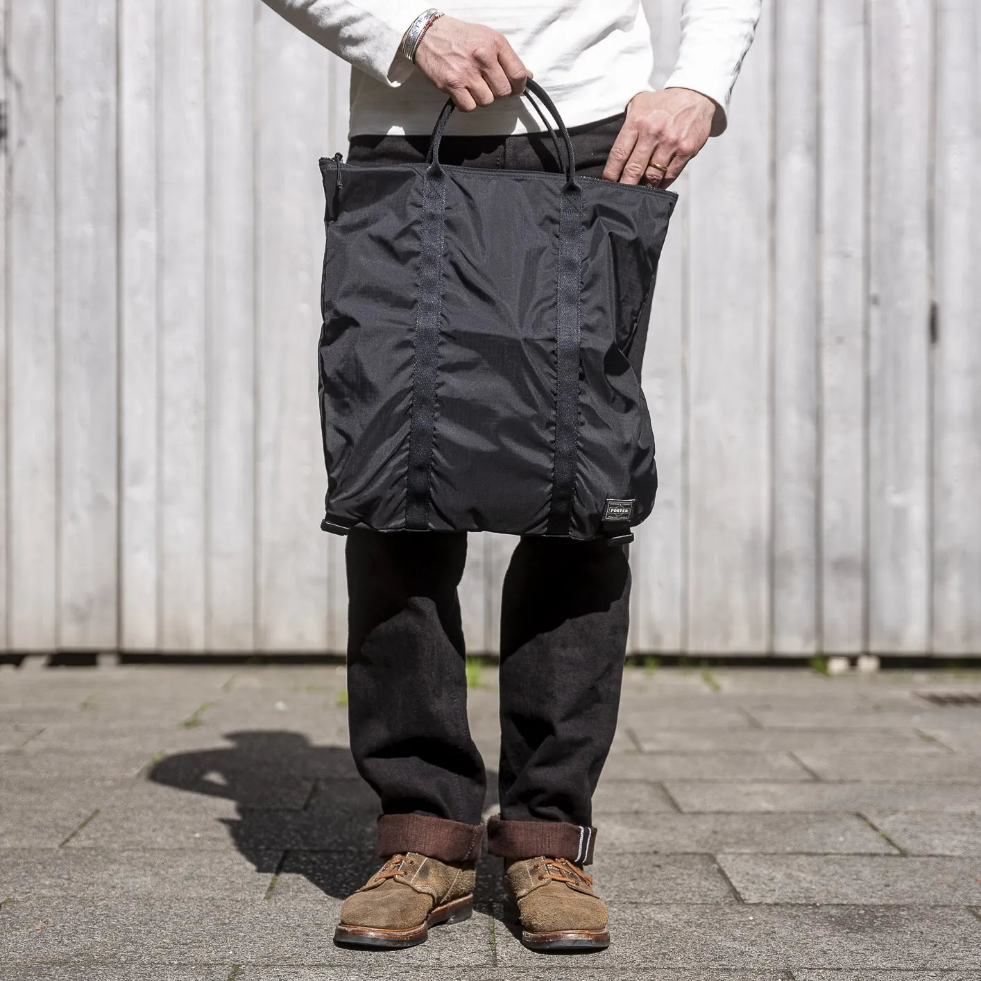 Porter FLEX 2Way Tote Bag – Black Nylon Ripstop Packable Japan
