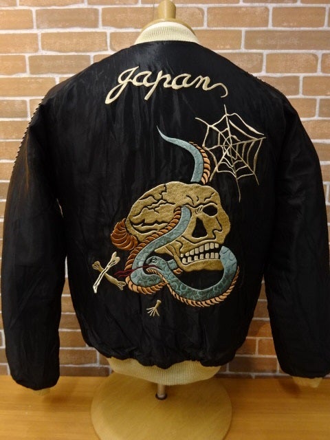 テーラー東洋 キルティング スカジャン SKULL×JAPAN MAP TT14466-119