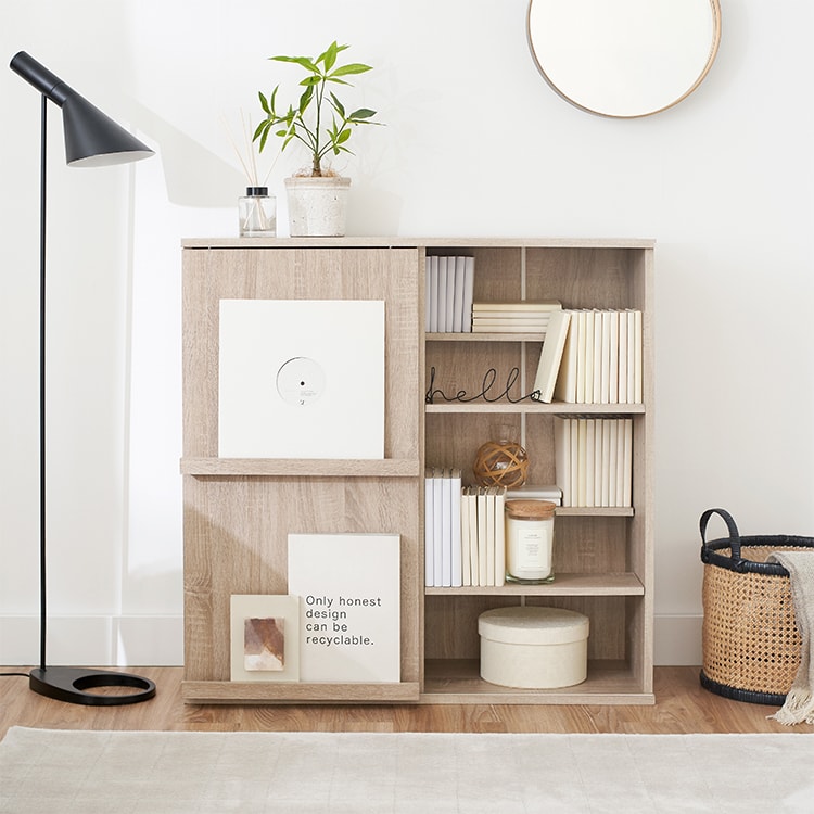 本棚(幅90cm) 漫画 コミック収納 スリムで大容量の木目調シェルフ 省