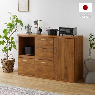 半完成品】アンティーク風食器棚・キッチンボード 国産 収納タイプが