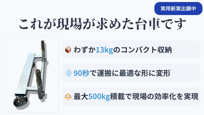 現場のミカタ！お持ちの足場資材で形状変更可能な運搬台車｜マクアケ