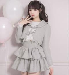 pium ラメチェックフロントリボンジャケット サイドリボンティアード