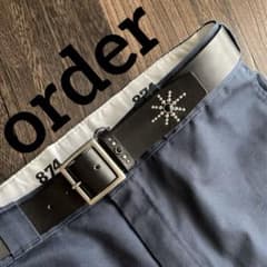 オーダー品 ディッキーズ874専用スタッズベルト 牛ヌメ シルバー