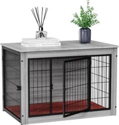 Alebert 犬 ケージ ペットケージ 木製 ペットサークル グレー Mサイズ