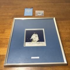 関 武比古 純銀 額 帆船 6号 大洋をゆく白い帆 煌く波 金銀工芸 伝統