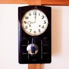 完動・美品〉愛知時計 21日巻き箱型ゼンマイ振り子時計 古時計