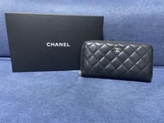 CHANEL ブラック レザー 長財布 キルティング - メルカリ