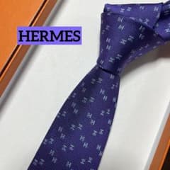 極美品 エルメス ネクタイ 紫・青 H柄 シルクジャガード - メルカリ