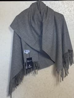 ジョンストンズ大判カシミヤ100%マフラーグレーのウールブレンドストー