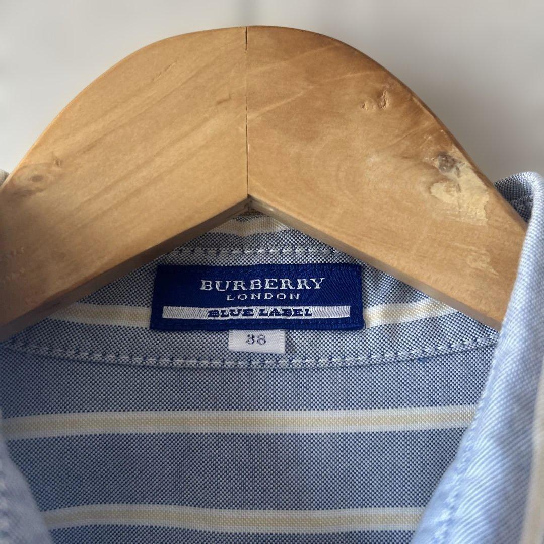 BURBERRY シャツワンピース ストライプ ベルト付き(希少)ロゴ刺繍 38
