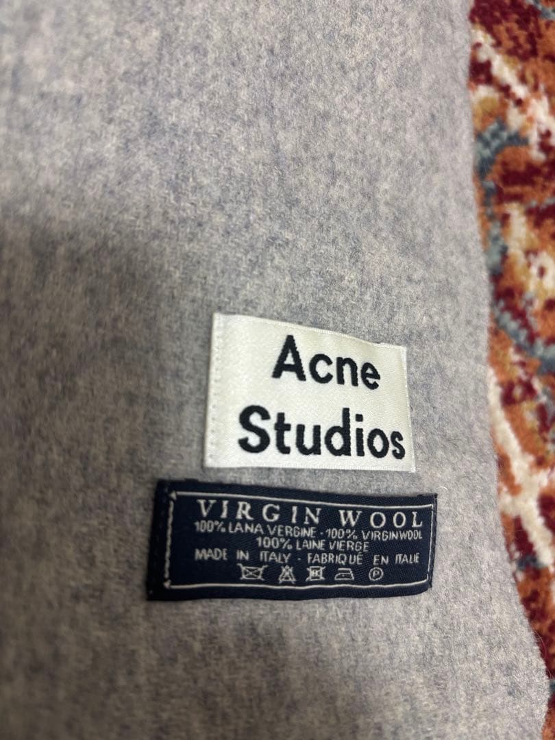Acne Studios グレー マフラー フリンジ付き - メルカリ