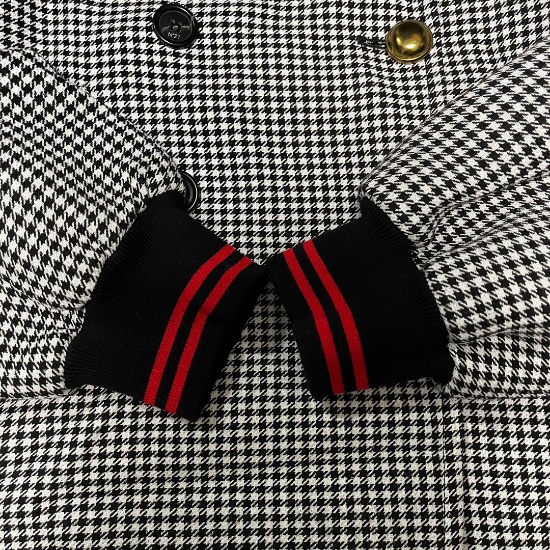 N°21 ヌメロヴェントゥーノ ピーコート パイソン チェック ボーダー 羊