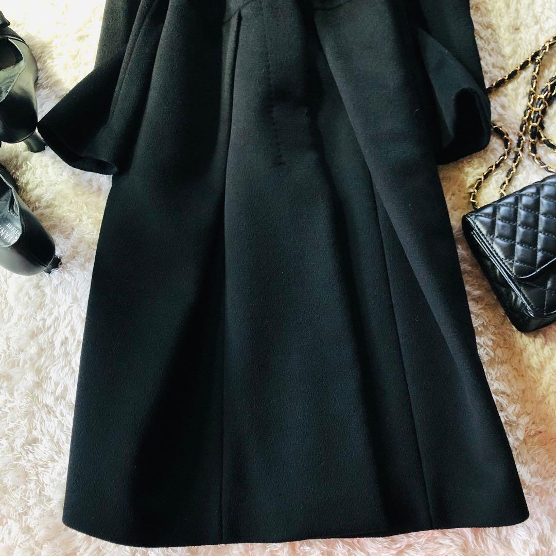 希少42✨極美品 マックスマーラ ベルテッドコート 高級ウール 女優襟