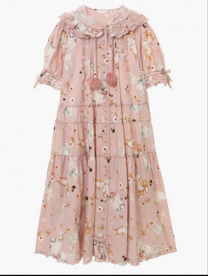 ピンクハウス うさぎ柄ワンピース 幸見うさぎプリントティアードワンピース｜ピンクハウスオフィシャル