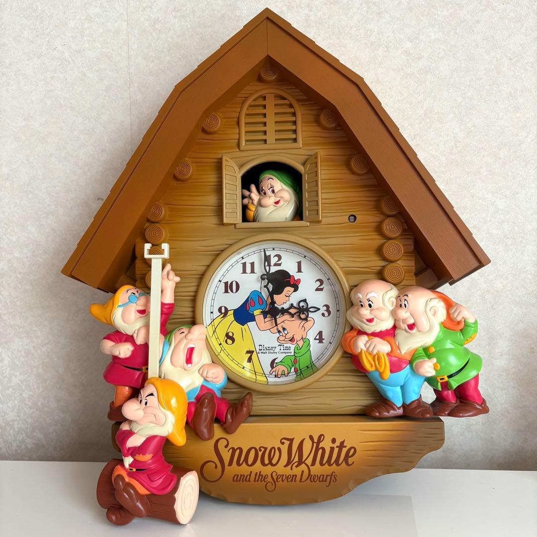 【レア】ディズニータイム 掛け時計 七人のこびと白雪姫 壁掛け 振り子 時計 激レア】ディズニータイム掛け時計 七人のこびと 白雪姫 壁掛け 振り子