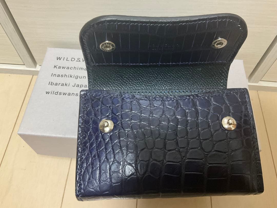 T*i様 藍染ネイビー　クロコ　ポロサスレザー製二つ折り財布 楽天市場】【10%offクーポン】藍染 ポロサス 財布 メンズ スモール