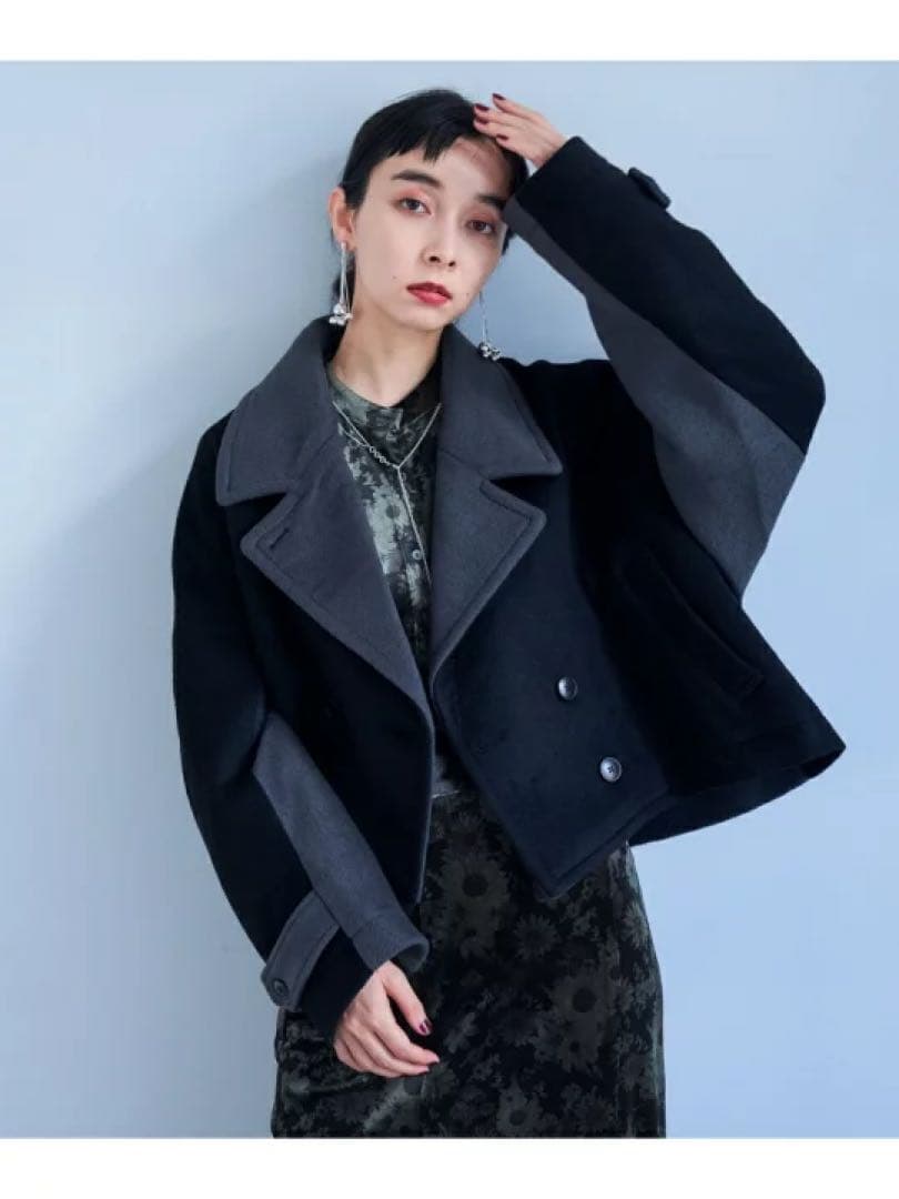 新品　美品　HARE ハレ　 バイカラーPコート　アウター 楽天市場】(W)バイカラーPコート HARE ハレ ジャケット・アウター