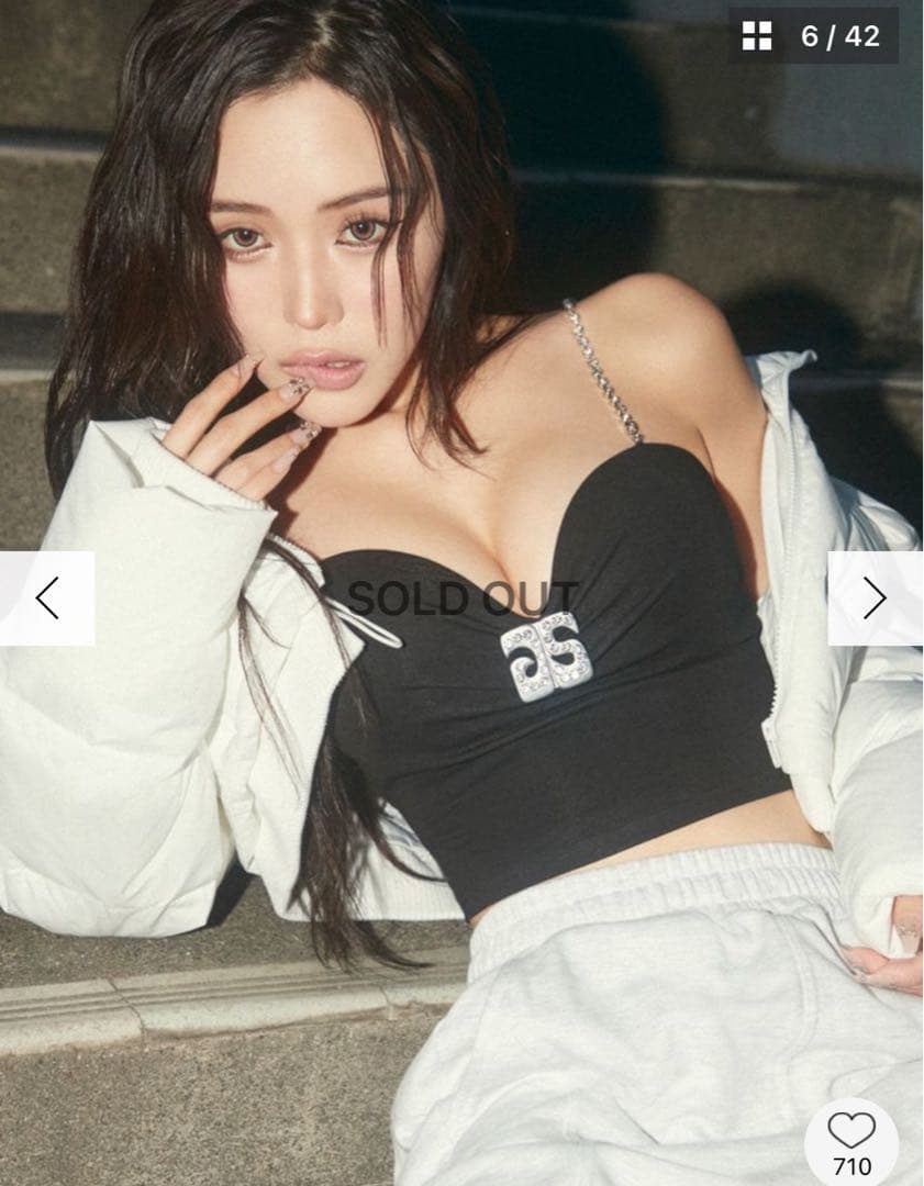 GYDA【せいせいコラボ】GS lストーンストラップビスチェ　ブラック GYDA（ジェイダ）の「【せいせいコラボ】GS metalストーンストラップ