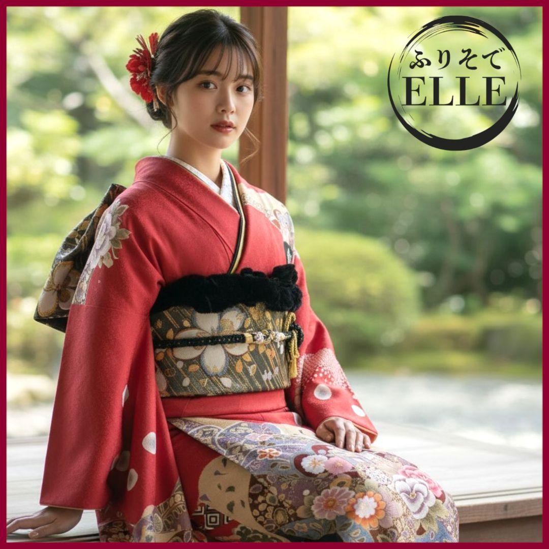 特価SALE中☆振袖フルセット・古典柄・絞り・豪華刺繍・金駒刺繍・金銀彩加工 古典振袖（金駒刺繍／赤）19001 ｜おりえん