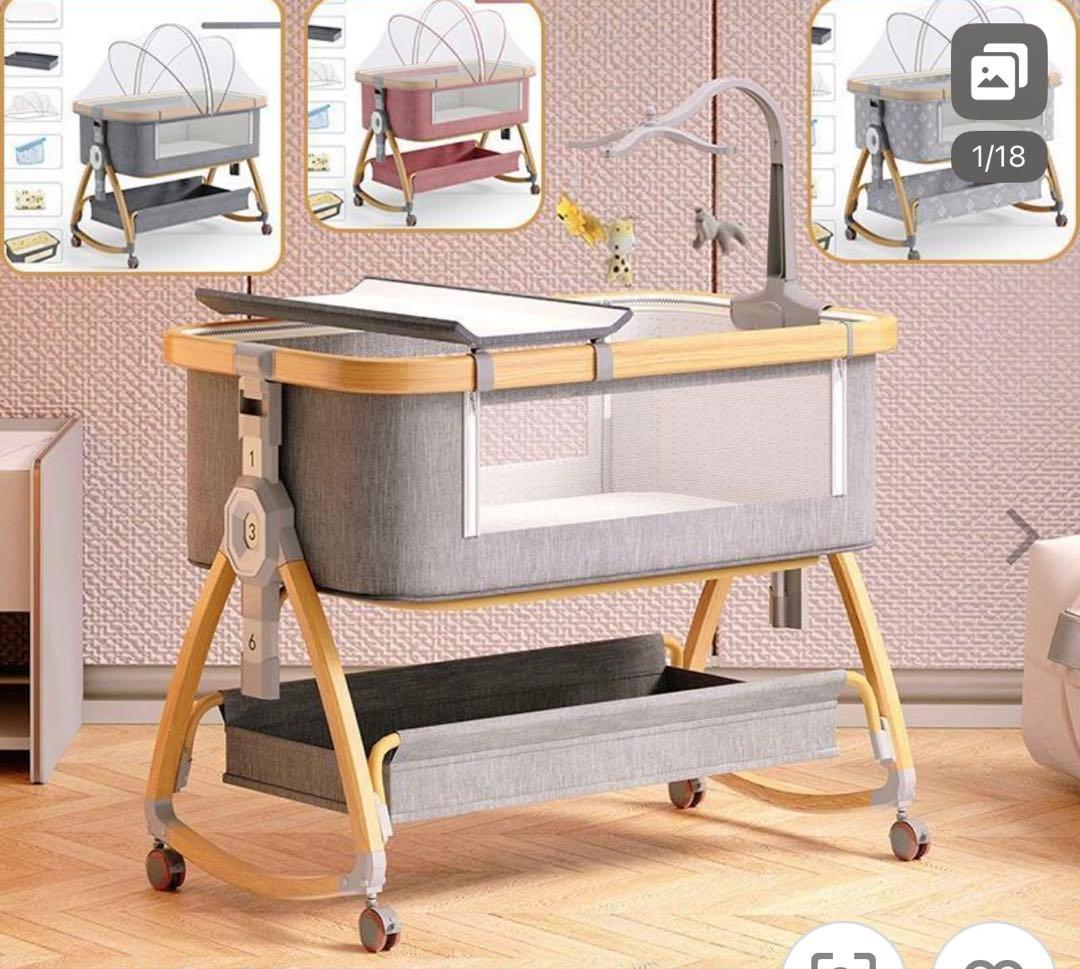 ベビーベッド 添い寝 キャスター付 プレイヤードベビーベッド揺りかご折りたたみベビーサークル添い寝
