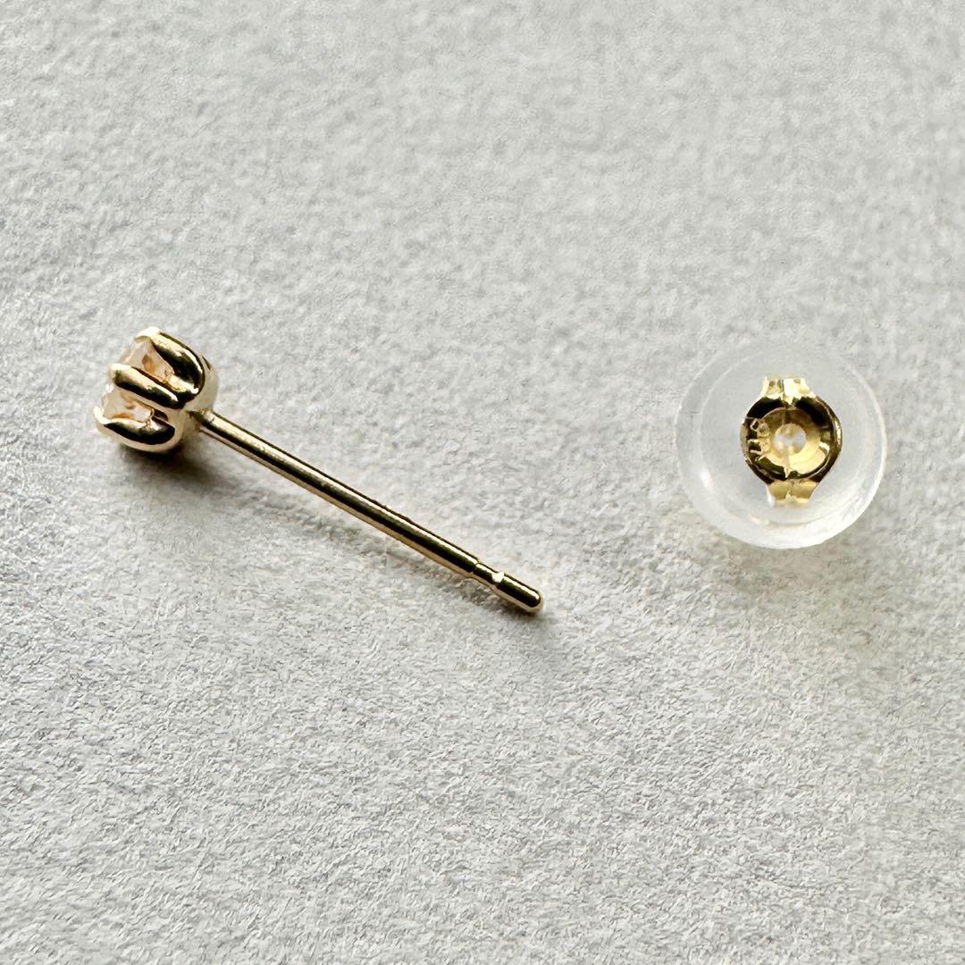 新品❗️K18YG枠 0.07ctUP 天然ダイヤモンド ピアス 片耳