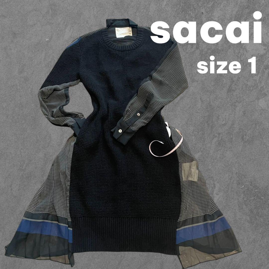sacai ドッキングウールニットワンピース2321 size 1 sacai ドッキングウールニットワンピース2321 size 1 - メルカリ