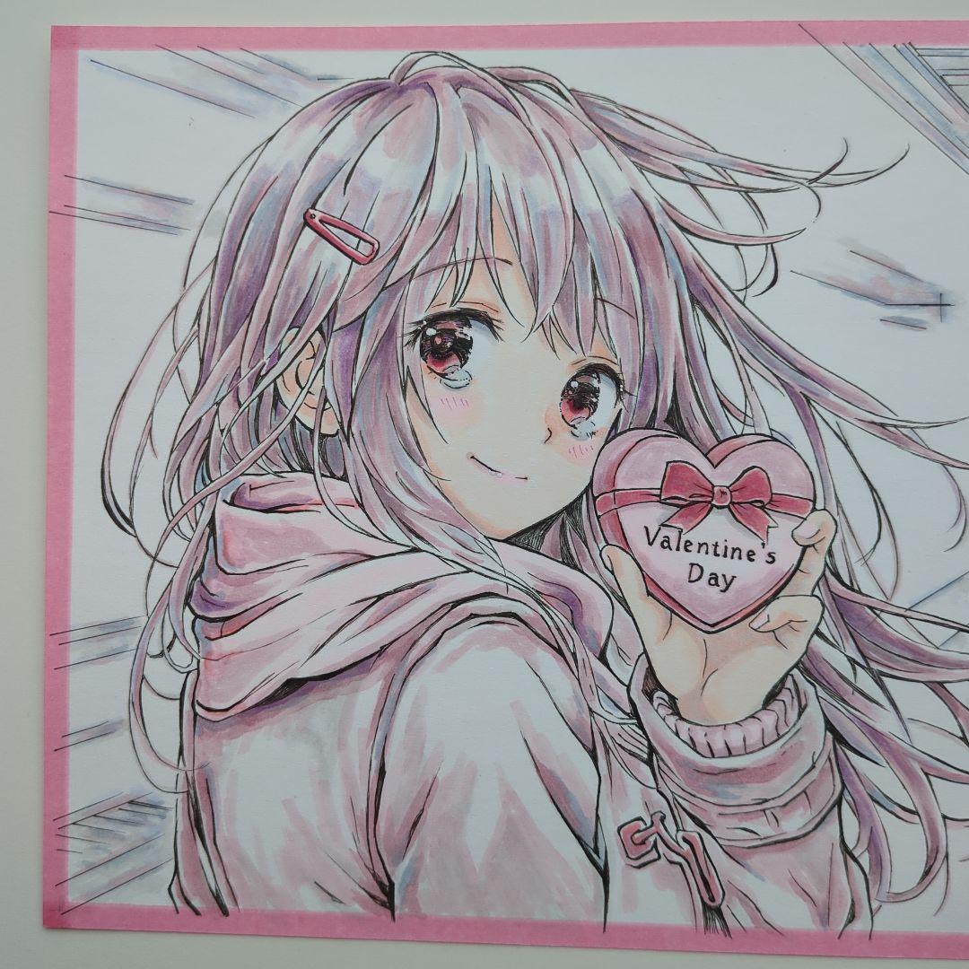 オリジナル 手描きイラスト アナログイラスト 原画 A5 バレンタイン