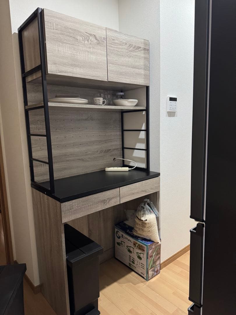 【7/30まで出品】食器棚　キッチンラック 楽天市場】国産 食器棚 80幅 キッチン収納 日本製 レンジ台 キッチン