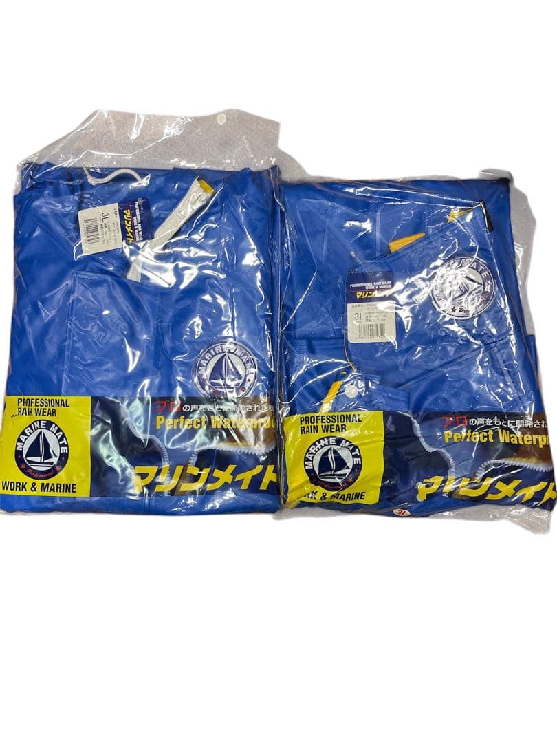 マリンメイト 3L ブルー　水産合羽　フィシングカッパ　新品 楽天市場】水産 カッパ マリンメイト上下セット「ブルー」【送料無料
