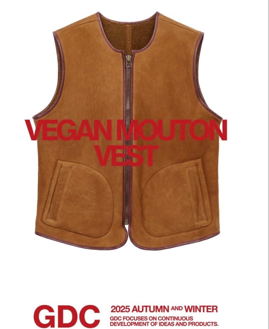 Lサイズ　GDC Vegan Mouton Vest キムタク着用 GDC Vegan Mouton Vest 木村拓哉 キムタク着用 Mブラウン プライベート