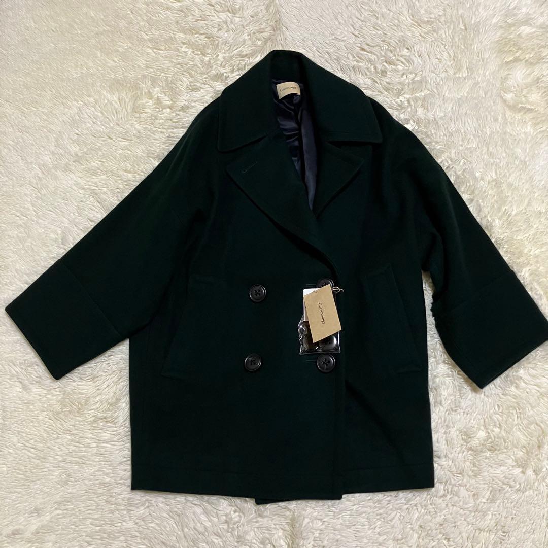 未使用 カレンソロジー メルトン コクーン ピーコート グリーン - メルカリ