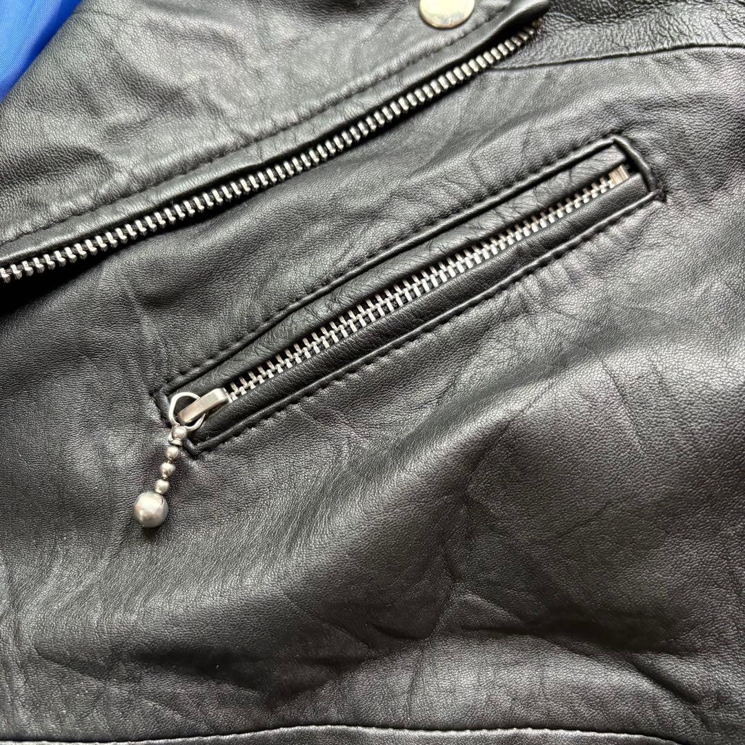 美品 本革 Finess ブラックレザー ダブルライダース y2k - メルカリ