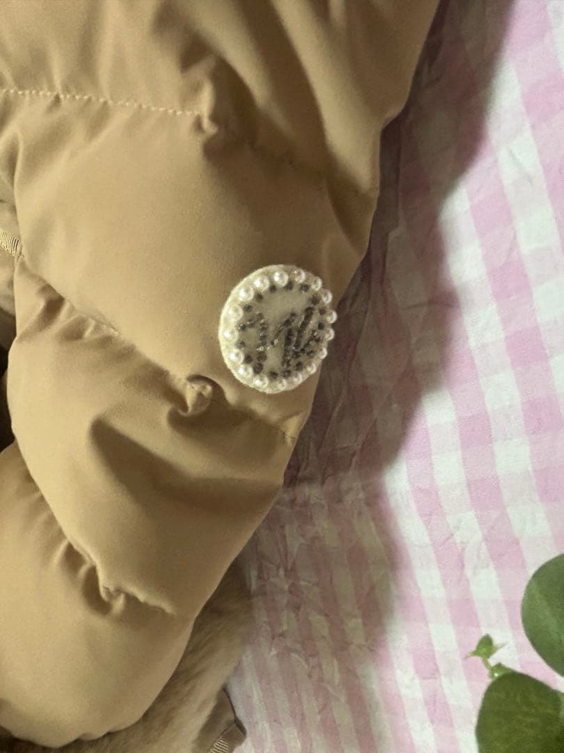 エムズグレイシー ベージュ ダウン ロングコート リボンつき レッキス