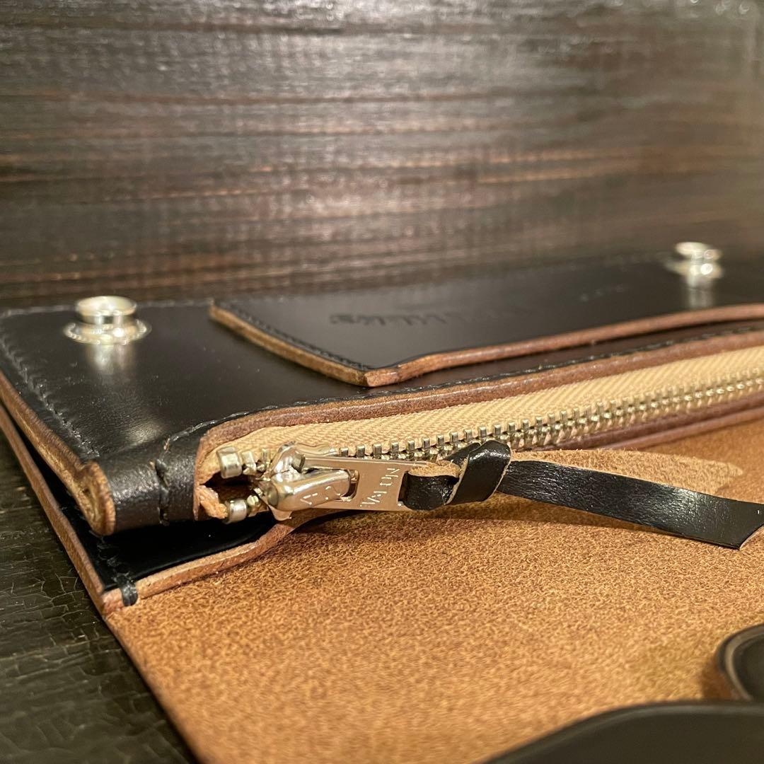 HORWEEN クロムエクセル セミロングトラッカーウォレット2層シルバー