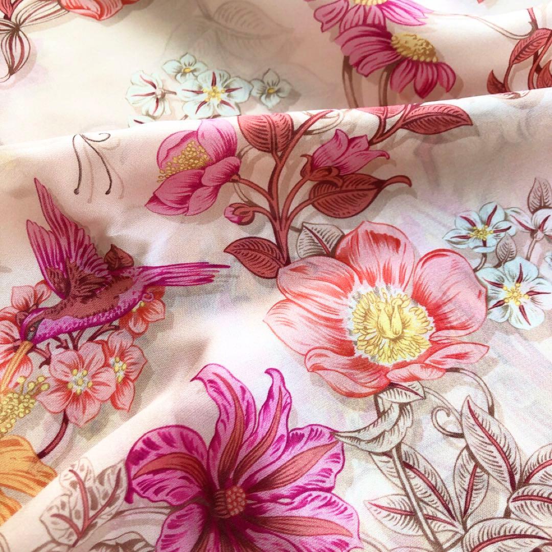 美品】Ferragamo フェラガモ 花柄シフォンスカーフ ストール シルク