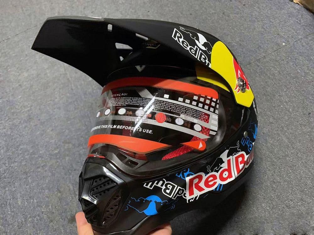 RedBullバイク ヘルメット オフロードヘルメット フルフェイス 艶消し