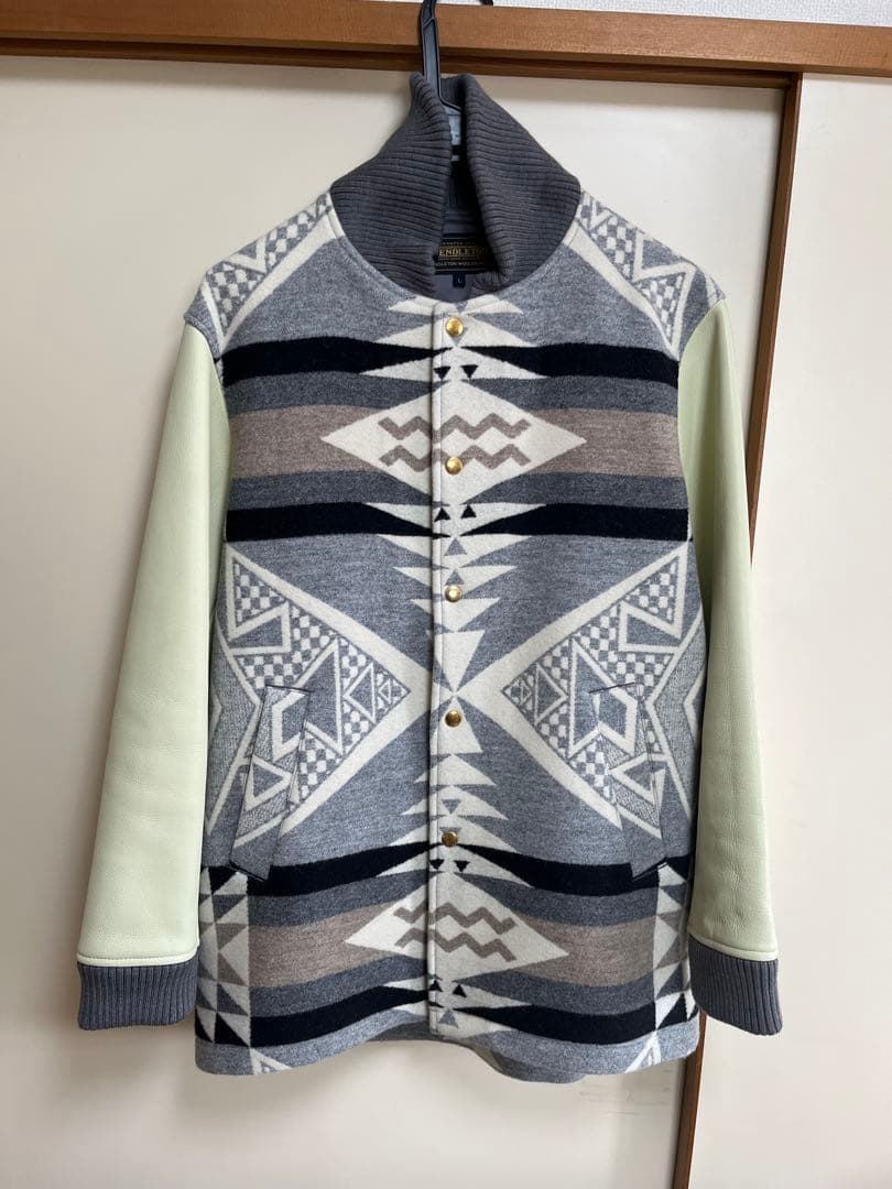 ペンドルトン pendleton レザー袖ネイティブ柄スタジャン 古着 80's HIGH GRADE WESTERN WEAR by PENDLETON ペンドルトン USA製
