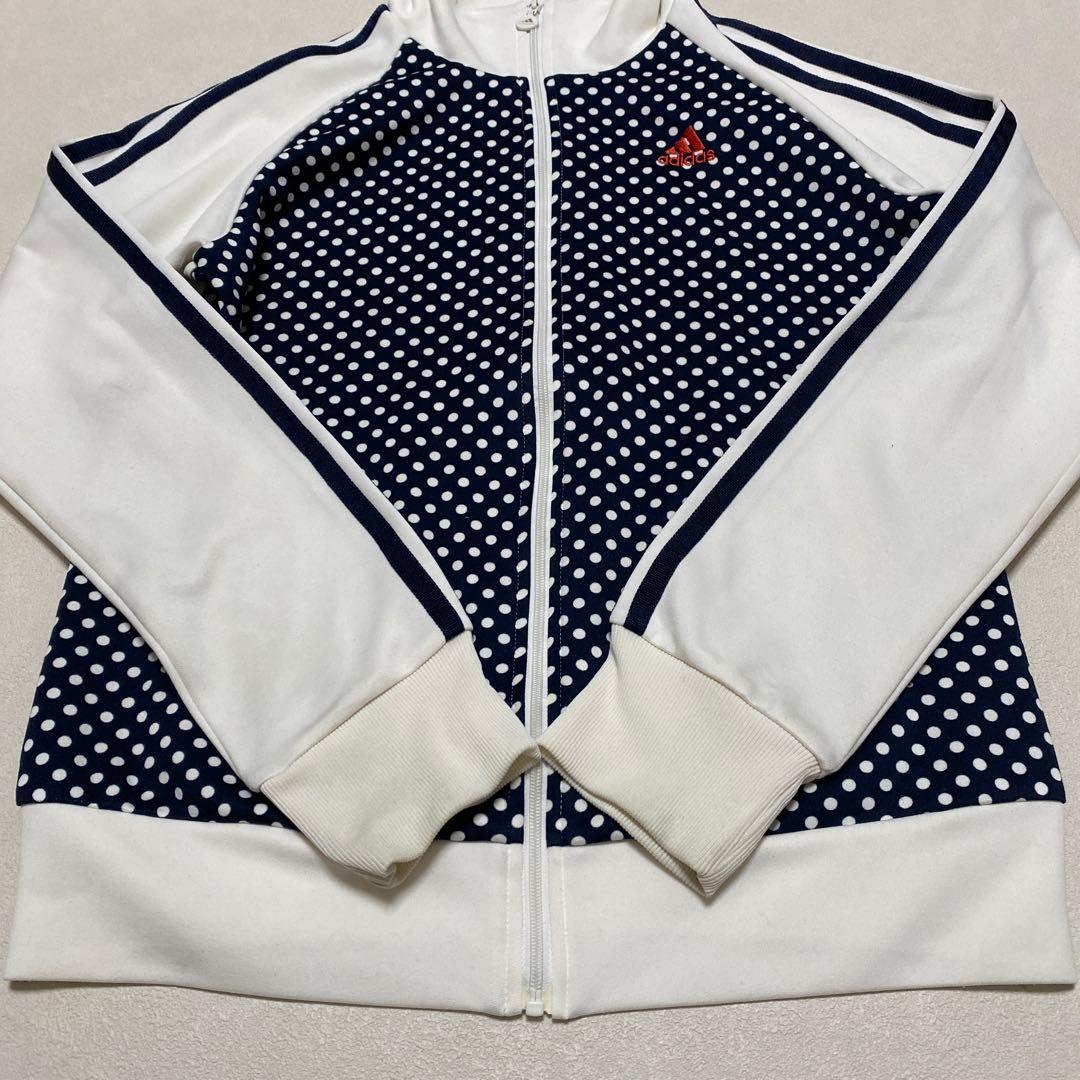 adidas ドット柄 ジャージ UVケア ネイビー/白 M＊PI - メルカリ
