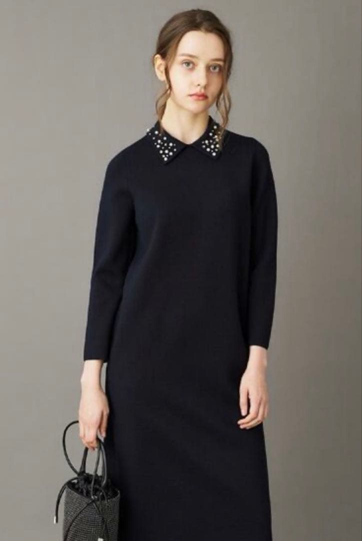 ドレステリア ビジューカラーニットワンピース ネイビー 38 DRESSTERIOR（ドレステリア） ワンピース ビジューカラーニット