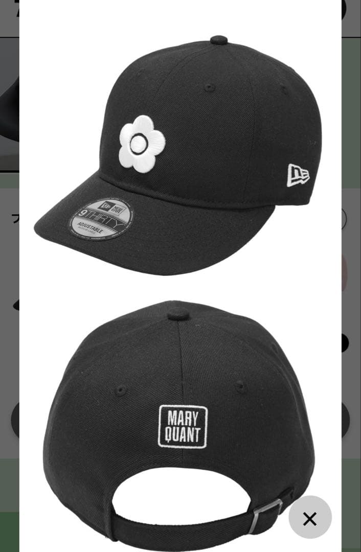MARY QUANT×NEW ERA ブラックキャップ フラワーロゴ PUBLUX（パブリュクス） キャップ 帽子 MARY QUANT × PUBLUX/マリー