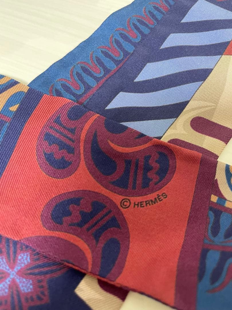 HERMES 幾何学模様ツイリー Geometrie Cretoise ブルー