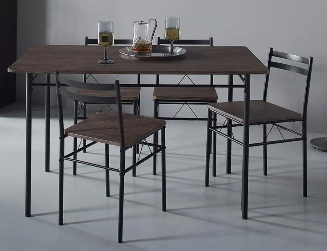 ダイニングテーブルと椅子4脚セット 120㎝×70㎝ ブラウン 木目調 4人掛け 幅120㎝］4人掛け ダイニングテーブル4点セット 長方形 チェア 天然木